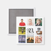 Verjaardagsfeest foto collage save the date 21 jaa magneet (Voorkant / Achterkant)