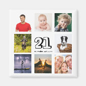 Verjaardagsfeest foto collage save the date 21 jaa magneet (Voorkant)