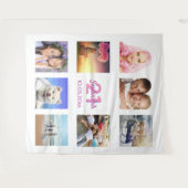 Verjaardagsfeest foto collage wit roze wandkleed (Voorkant (horizontaal))