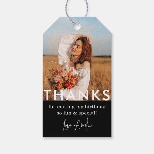 Verjaardagsfeest Foto Dank u Cadeaulabel (Voorkant)
