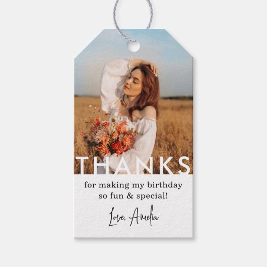 Verjaardagsfeest Foto Dank u Cadeaulabel (Voorkant)