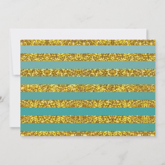 Verjaardagsfeest Foto Gold Glitter Stripe Uitnodig Kaart (Achterkant)