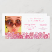 Verjaardagsfeest Foto Kaart Sjabloon voor Sweet 16 (Voorkant / Achterkant)