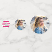 Verjaardagsfeest Foto Pink Gold Glitter Feestelijk Confetti (Achterkanten)