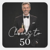 Verjaardagsfeest foto proost vierkante sticker (Voorkant)