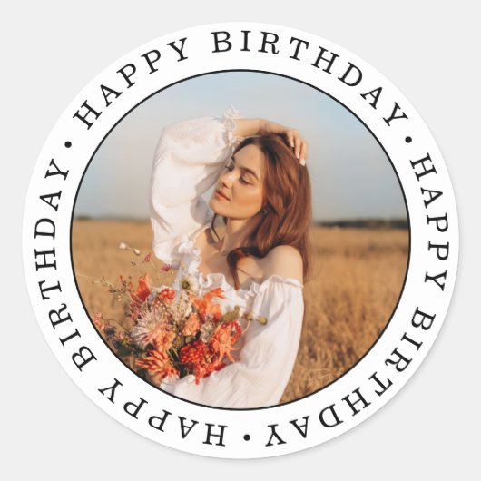 Verjaardagsfeest foto ronde sticker (Voorkant)