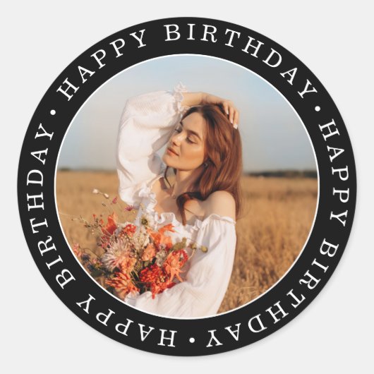Verjaardagsfeest foto ronde sticker (Voorkant)