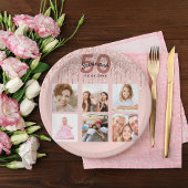 Verjaardagsfeest foto roos goud roze papieren bordje