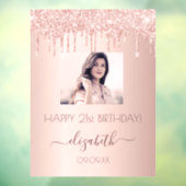 Verjaardagsfeest foto roos gouden roze druppels we raamsticker (Vel 3)