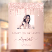 Verjaardagsfeest foto roos gouden roze druppels we raamsticker (Vel 2)