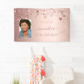 Verjaardagsfeest foto roos gouden roze sterren spandoek (Insitu)