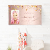 Verjaardagsfeest foto roos gouden roze sterren spandoek (Insitu)