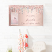 Verjaardagsfeest foto roos gouden roze zilveren dr spandoek (Insitu)