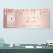 Verjaardagsfeest foto roos gouden welkom spandoek (Beurs)