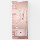 Verjaardagsfeest foto roos gouden welkom spandoek (Verticaal)