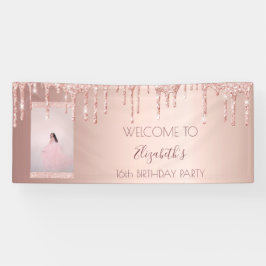 Verjaardagsfeest foto roos gouden welkom spandoek