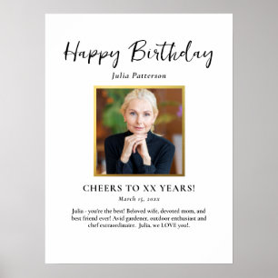 Verjaardagsfeest Foto Zwart Goud Wit Pret Welkom Poster