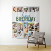 Verjaardagsfeest Fotocollage Grijs Op Maat Wandkleed (In situ)