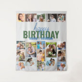 Verjaardagsfeest Fotocollage Grijs Op Maat Wandkleed (Voorkant)