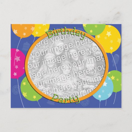 Verjaardagsfeest Fotouitnodiging Sjabloon (Voorkant)