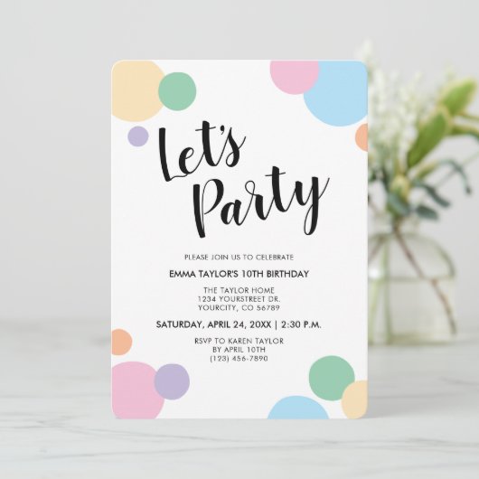 Verjaardagsfeest Fun Rainbow Confetti Balloon Stip Kaart (Staand voorkant)