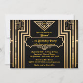Verjaardagsfeest, Gatsby stijl, Art-Deco, goud & z Kaart (Voorkant)