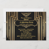 Verjaardagsfeest, Gatsby stijl, Art-Deco, goud zwa Kaart (Voorkant)