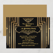 Verjaardagsfeest, Gatsby stijl, Art-Deco, goud zwa Kaart (Voorkant / Achterkant)