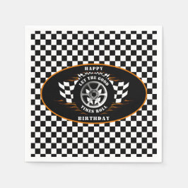 Verjaardagsfeest geruit vlag sportwagen racen servet