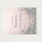 Verjaardagsfeest glitters roze goud zilver roze wandkleed (Voorkant (horizontaal))