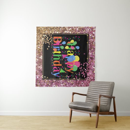 Verjaardagsfeest glitters wandkleed (In Situ (horizontaal))