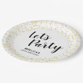Verjaardagsfeest Gold Faux Folie Confetti Let's Pa Papieren Bordje (Gekanteld)