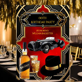 Verjaardagsfeest Gold Red Black 1930s Car Whiskey Kaart