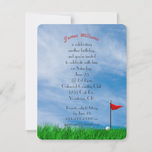 Verjaardagsfeest Golf thema Kaart (Achterkant)