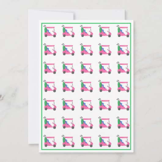 Verjaardagsfeest Golfer Golf Preppy Roze Golfkar Kaart (Achterkant)