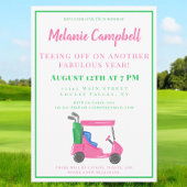 Verjaardagsfeest Golfer Golf Preppy Roze Golfkar Kaart