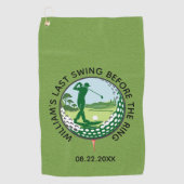 Verjaardagsfeest Golfer Naam Laatste Swing Golf Ha Golfhanddoek (Voorkant)