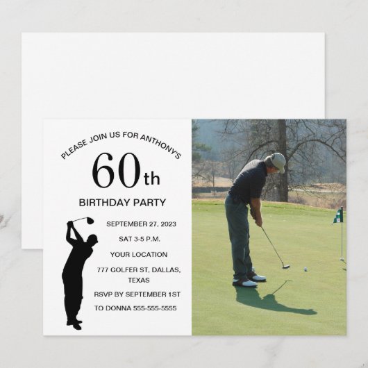 Verjaardagsfeest Golfer Vader Par Golf Foto Kaart (Voorkant / Achterkant)