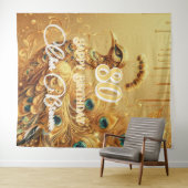 Verjaardagsfeest Goud Druppelend | Glitter Pauw Wandkleed (In Situ (horizontaal))