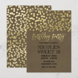 Verjaardagsfeest Goud Folie Modern Chic Landelijk  Kaart