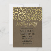 Verjaardagsfeest Goud Folie Modern Chique Rustieke Kaart (Voorkant)