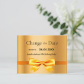 Verjaardagsfeest goud wijzigen van de datum briefkaart (Staand voorkant)