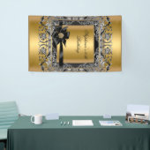Verjaardagsfeest Goud Zilver Zwarte Boog Spandoek (Beurs)