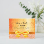 Verjaardagsfeest gouden boog save the date briefkaart (Staand voorkant)