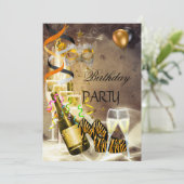 Verjaardagsfeest Gouden Champagne Schoenen masker Kaart (Staand voorkant)