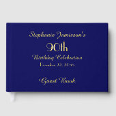 Verjaardagsfeest Gouden FOLIE op Navy Blue Memory Gastenboek (Voorkant)