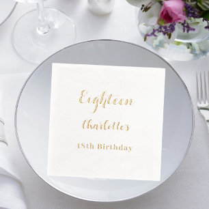 Verjaardagsfeest gouden folie scriptnaam servetten