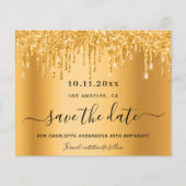 Verjaardagsfeest gouden glitterdruppels save the d flyer (Voorkant)