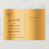 Verjaardagsfeest gouden glitters tekst save the da briefkaart (Achterkant)