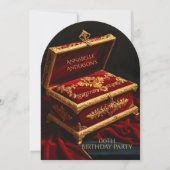Verjaardagsfeest  gouden rode juwelendoos kaart (Voorkant)